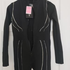Prettylittlething black bodysuit, NWT
